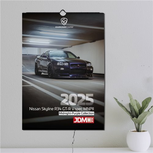 ChromeCars® Wandkalender - Nissan Skyline R34 GT-R V-spec MNPII - 2025 (DIN A2)